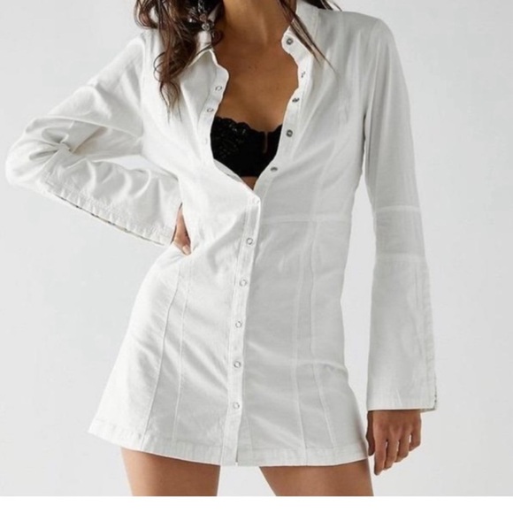 Free People Dresses & Skirts - FREE PEOPLE NWT  Thea Button-Up Shirt Dress Sleeve Detail